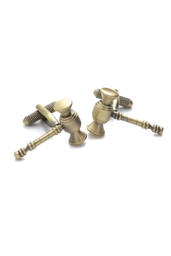 Legal Themed Judge Gavel Cufflinks - Antique Gold Toned Metal