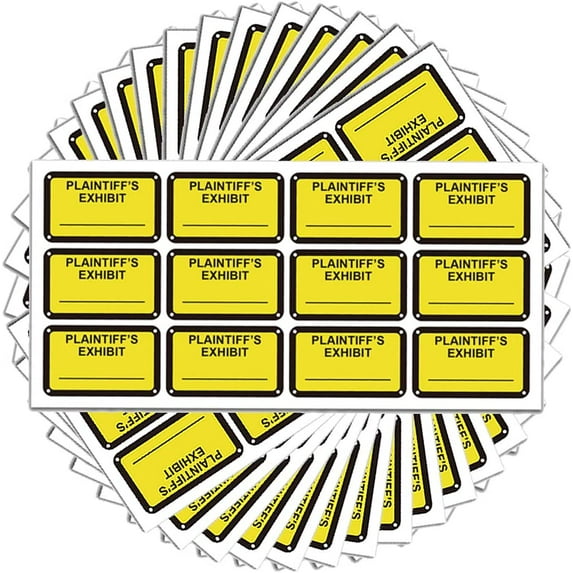 Legal Yellow Plaintiff's Exhibit Stickers 1.65 X 1 Inches - Fluorescent Yellow Color-Coded Exhibit Labels 300 Stickers Per Pack(PLAINTIFF'S Exhibit)