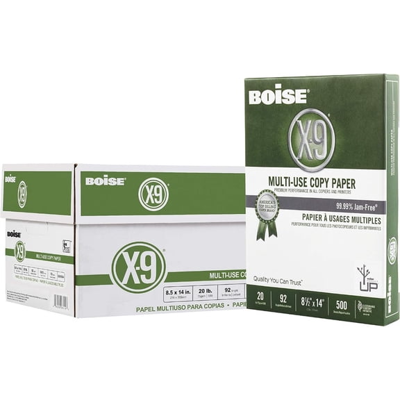 Legal-size multi-use printer copy paper for office applications, white, 20 lb weight, 92 brightness, 10 reams 5000 sheets per case