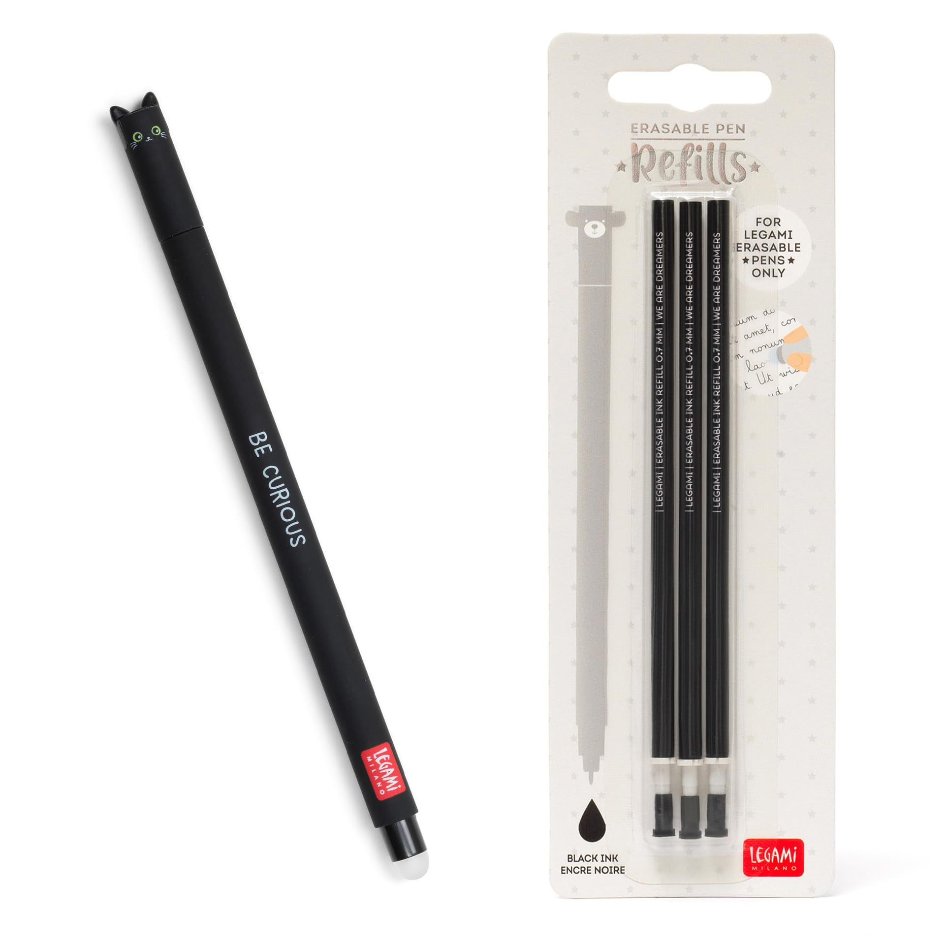 Legami Erasable Gel Pen, Ball on the End to Remove Ink without