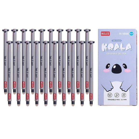 Legami Set of 20 Erasable Gel Pens with Thermosensitive Erase Ink, Range of ink colours & barrel designs, 0.7mm Tip, Penguin, Panda, Ciraffe, Lion, & Hippo and so on Various animals