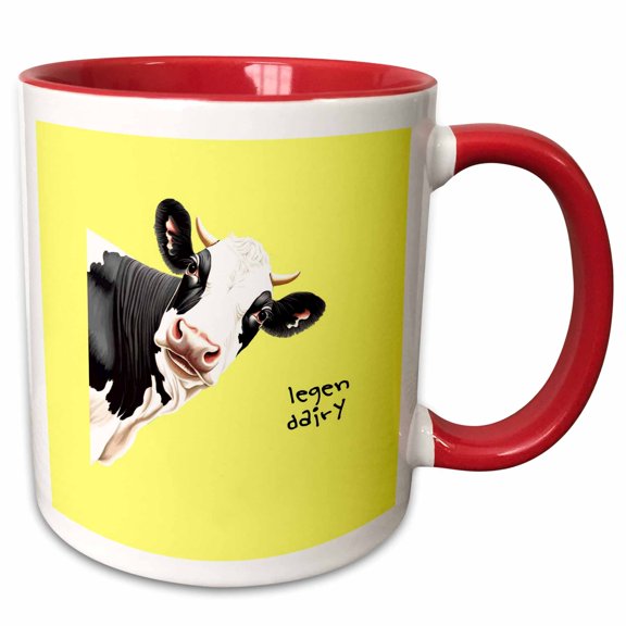 3drose, Legen Dairy Pun Cartoon Style Legendary Cow, 15oz Two-tone Red Mug