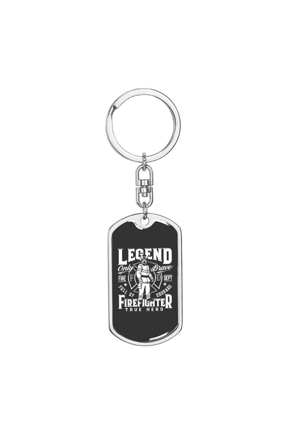 Legend Firefighter True Hero Stainless Steel or 18k Gold Premium Swivel Dog Tag Keychain