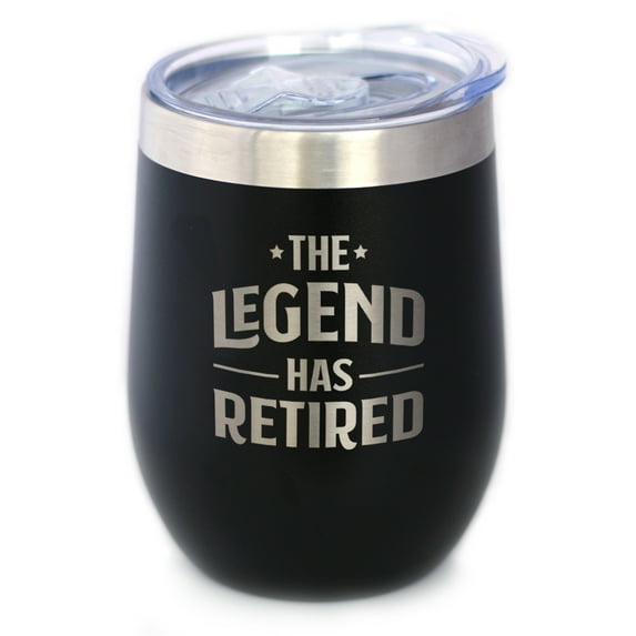 Bevvee Insulated Wine Tumbler 12 oz Legend Has Retired Retirement Gifts Tumblers