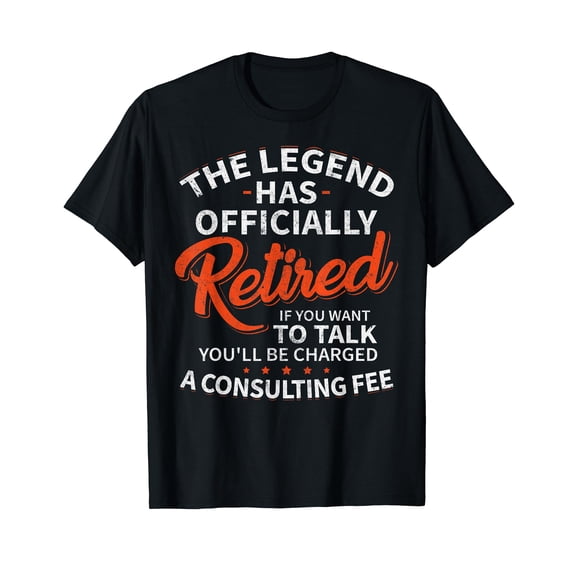 Legend Has Retired Men's Party T-Shirt - Classic Fit, Crew Neck, Short Sleeve, Humor Letter Print (Black)