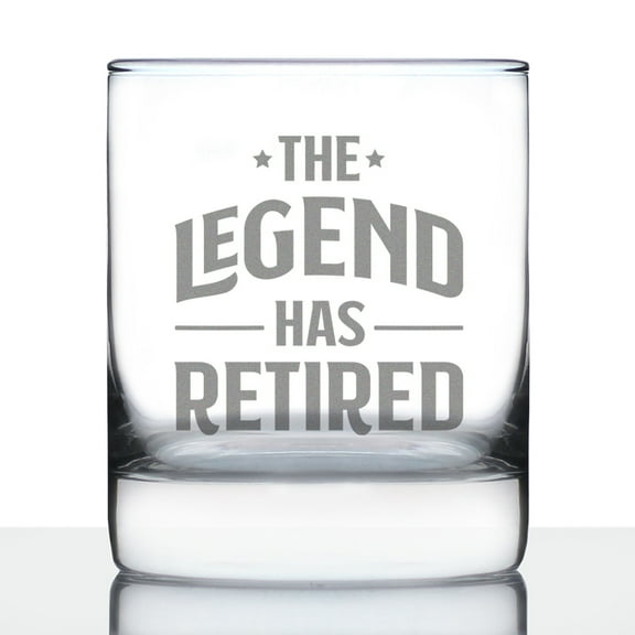 Bevvee Whiskey Rocks Glass 10.25 oz Legend Has Retired Retirement Gifts Glassware & Drinkware