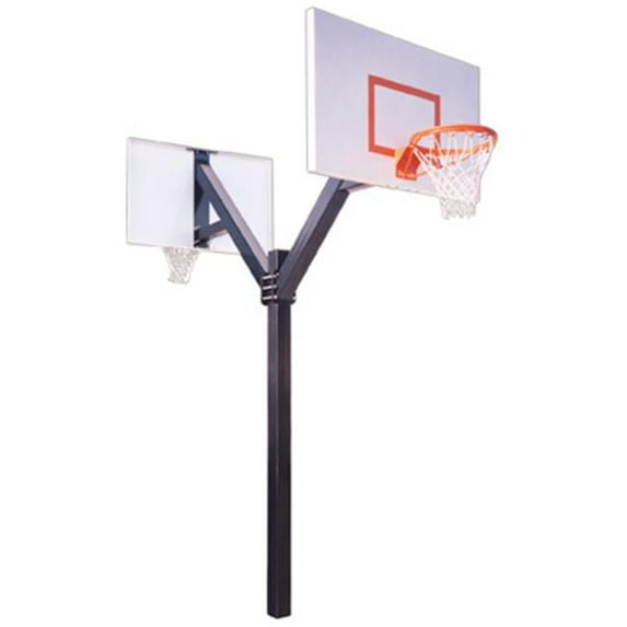 Legend Jr. Extreme Dual Steel Double Sided In Ground Double Sided Fixed Height Basketball System, Forest Green