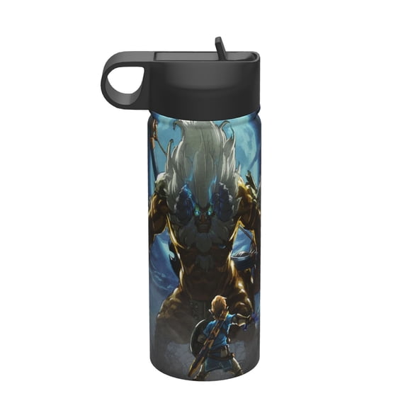 The Legend Of Link Breath Kids Insulated Water Bottle With Straw - 18 Oz Stainless Steel Double Wall Vacuum Cup, Leakproof, Bpa Free, Suitable For Boys And Girls