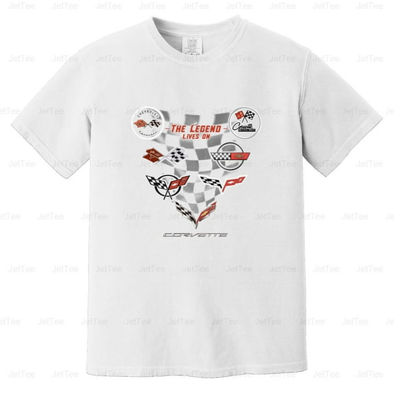 Legend Lives On Corvette Emblems C1-C7 Chevy Sports Car History Comfort Color T-Shirt Unisex, up to 4XL