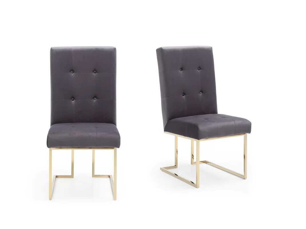 Legend Modern Grey Fabric amp Gold Dining Chair (Set of 2)
