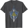 thumbnail image 1 of Legend Of Zelda Hylian Shield Element Icons Graphic DTG Print Unisex T-Shirt,Dark Heather Grey Color,Size M, 1 of 5