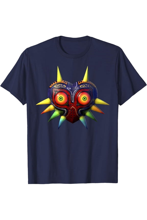 Legend Of Zelda Majoras Mask Portrait DTG Print Unisex T-Shirt,Navy Color,Size 2XL
