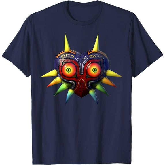 Legend Of Zelda Majoras Mask Portrait DTG Print Unisex T-Shirt,Navy Color,Size M