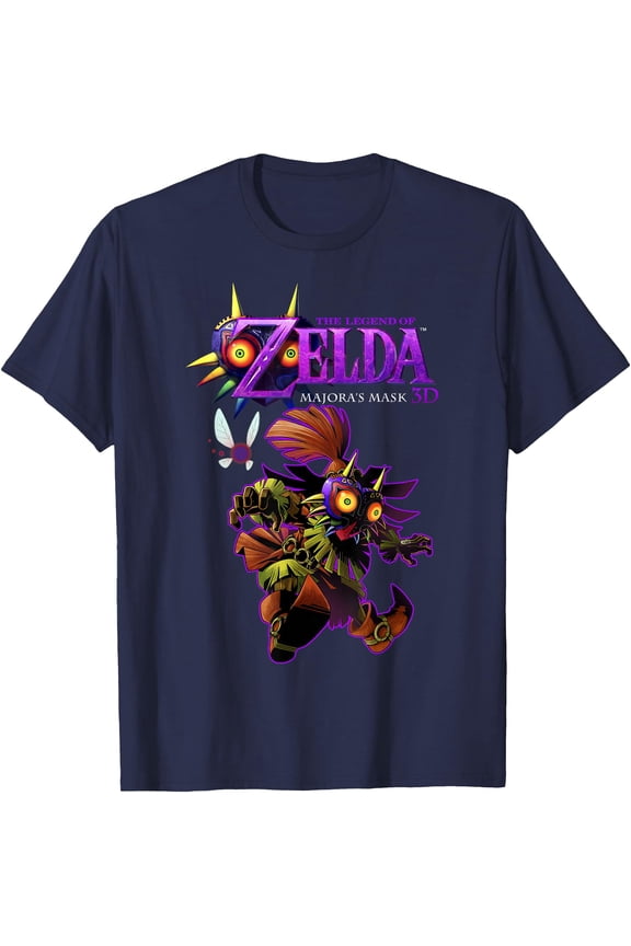 Legend Of Zelda Majoras Mask Skull Kid Portrait Logo DTG Print Unisex T-Shirt,Navy Color,Size L