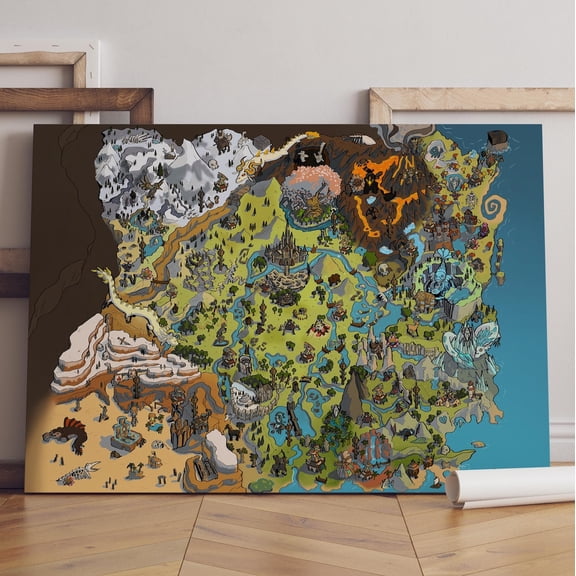 Legend Of Zelda Map Poster, Hyrule Map Wall Art, Game Print, Unframed Paper Poster 24x36in