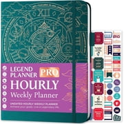 Legend Planner PRO Undated Hourly Schedule Weekly Daily Organizer with Time Slots, Habit Tracker, Budget Pages, A4 8.5x11 Eco-Leather Hardcover, Dark Teal