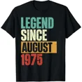 thumbnail image 1 of Legend Since August 1975 50th Birthday Retro Graphic Unisex T-Shirt ,up to size 5XL, 1 of 2
