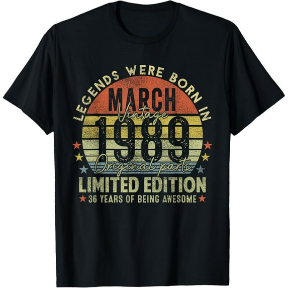 Legend Since March 1989 Vintage 36th Birthday Made in 1989 T-Shirt