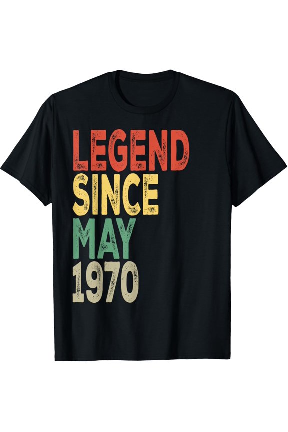 Legend Since May 1970 Birthday Text Design T-Shirt