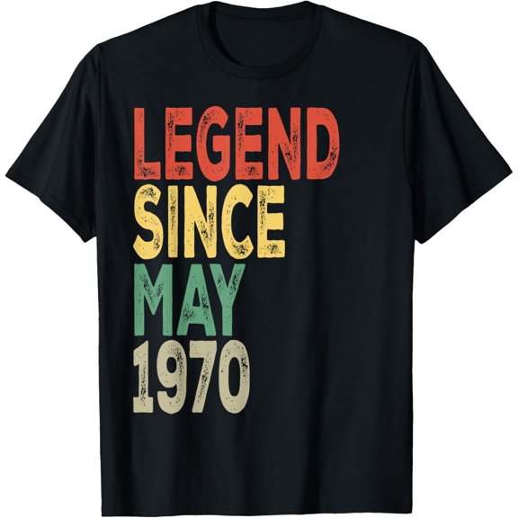 Legend Since May 1970 Birthday Text Design T-Shirt