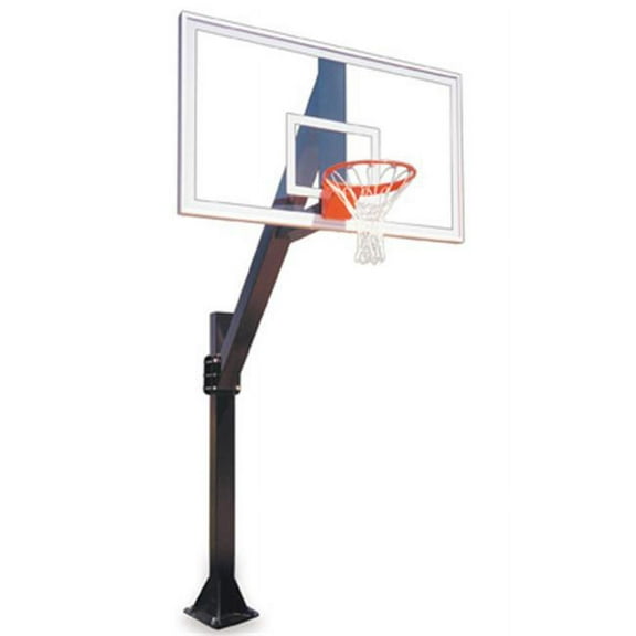 Legend Supreme-BP Steel-Acrylic In Ground Fixed Height Basketball System, Brick Red