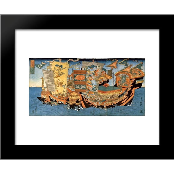 Legend, The great ships full of boys and girls sent in search of the immortal medicine 20x24 Framed Art Print by Utagawa Kuniyoshi