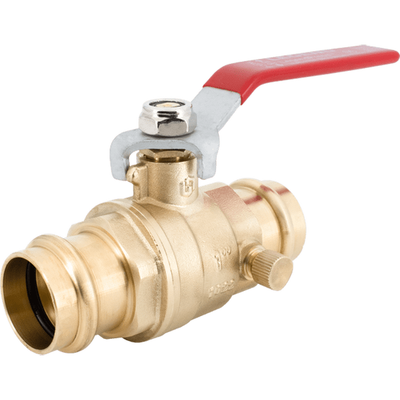 Legend Valve 1/2" P-202NL No Lead Press Ball Valve with Drain in Forged Brass - 101-213NL