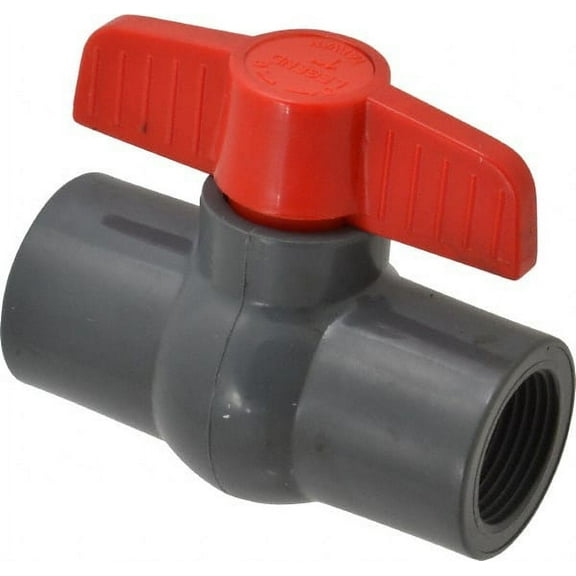 Legend Valve 1" Pipe, Full Port, PVC Miniature Ball Valve Inline - One Way Flow, FNPT x FNPT Ends, Tee Handle, 150 WOG