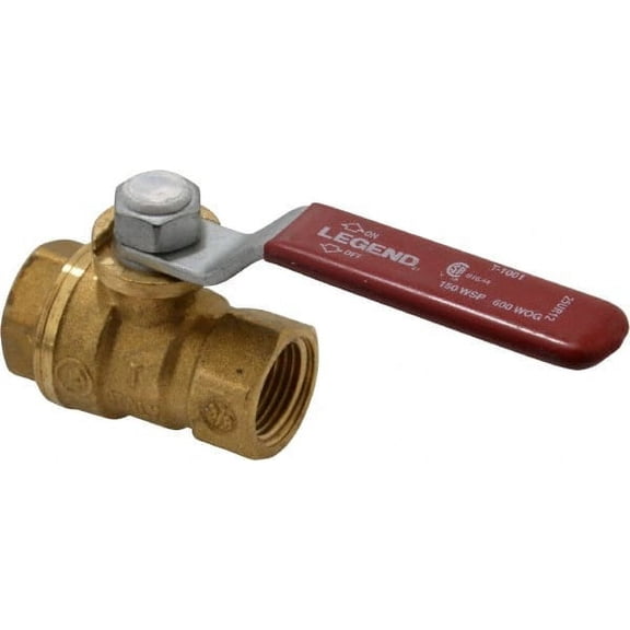 Legend Valve 3/8" Pipe, Full Port, Brass Standard Ball Valve Inline - One Way Flow, FNPT x FNPT Ends, Lever Handle, 600 WOG, 150 WSP