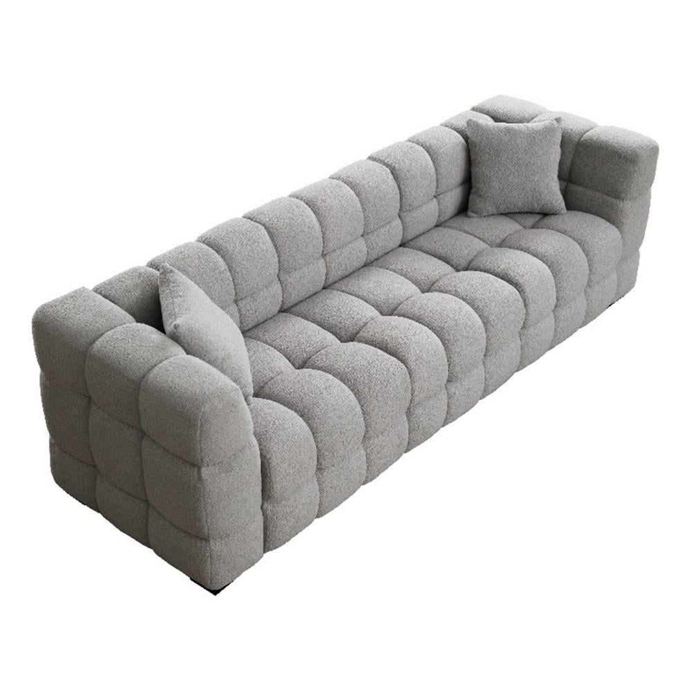 Legend Vansen 105'' Gray Boucle Modern Sofa with Wood Legs