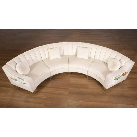 Legend Vansen 4 PCS Velvet Modular Curved Sectional Sofa Couches