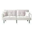 thumbnail image 1 of Legend Vansen 75.6" Convertible Modern Wood & Velvet Fabric Sofa Bed in Beige, 1 of 8