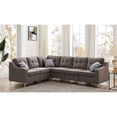 thumbnail image 1 of Legend Vansen Convertible Modern Velvet Sleeper Sectional Sofa in Blue, 1 of 8