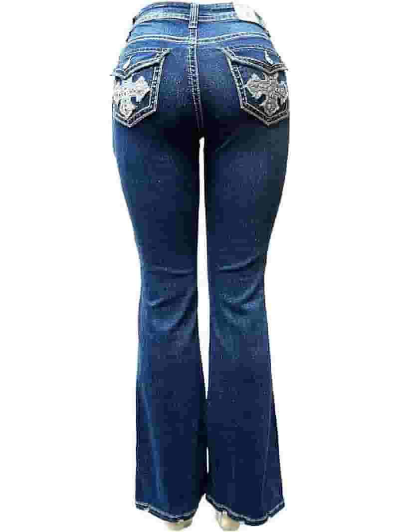 Legend High Rise Stretch Rhinestone Studded Cotton Jeans Legend High Rise Stretch Rhinestone Studded Cotton Jeans