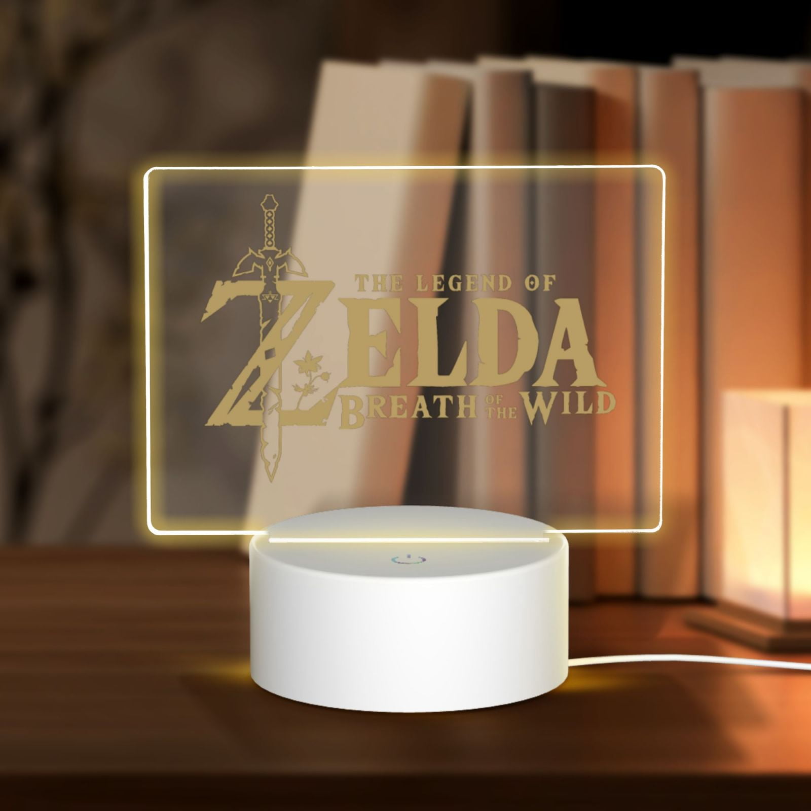 The Legend of Zelda Breath of the Wild Logo Rectangular Acrylic Night Light Adjustable 3 Light Modes USB Cable Lamp Light Display Base LED Light For Bookshelves Desk Bedside Tables Child Room Bedroom