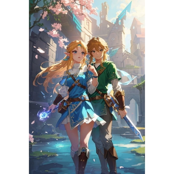 The Legend of Zelda Diamond Painting Set (for Adults) 5D DIY Anime Diamond Art Set (for Beginners) Round Full Diamond Diamond Painting Gem Art Crafts (suitable for home wall decoration gifts)