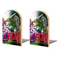 thumbnail image 1 of The Legend Of Zelda Ocarina Of Time Bookends Wood Book Divider Decor Shelves Non-Skid Book Stand 2 Pieces For Dormitory Classroom Office Home Bookshelf, 1 of 7