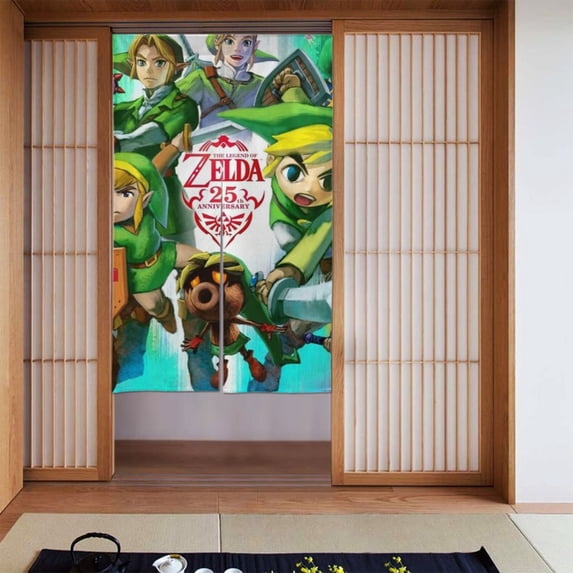 The Legend of Zelda Tri Force Heroes Door Curtain Drape Split Doorway Curtain Room Window Hallway Closet Privacy Partition Curtain Kitchen Door Decoration 34x56in