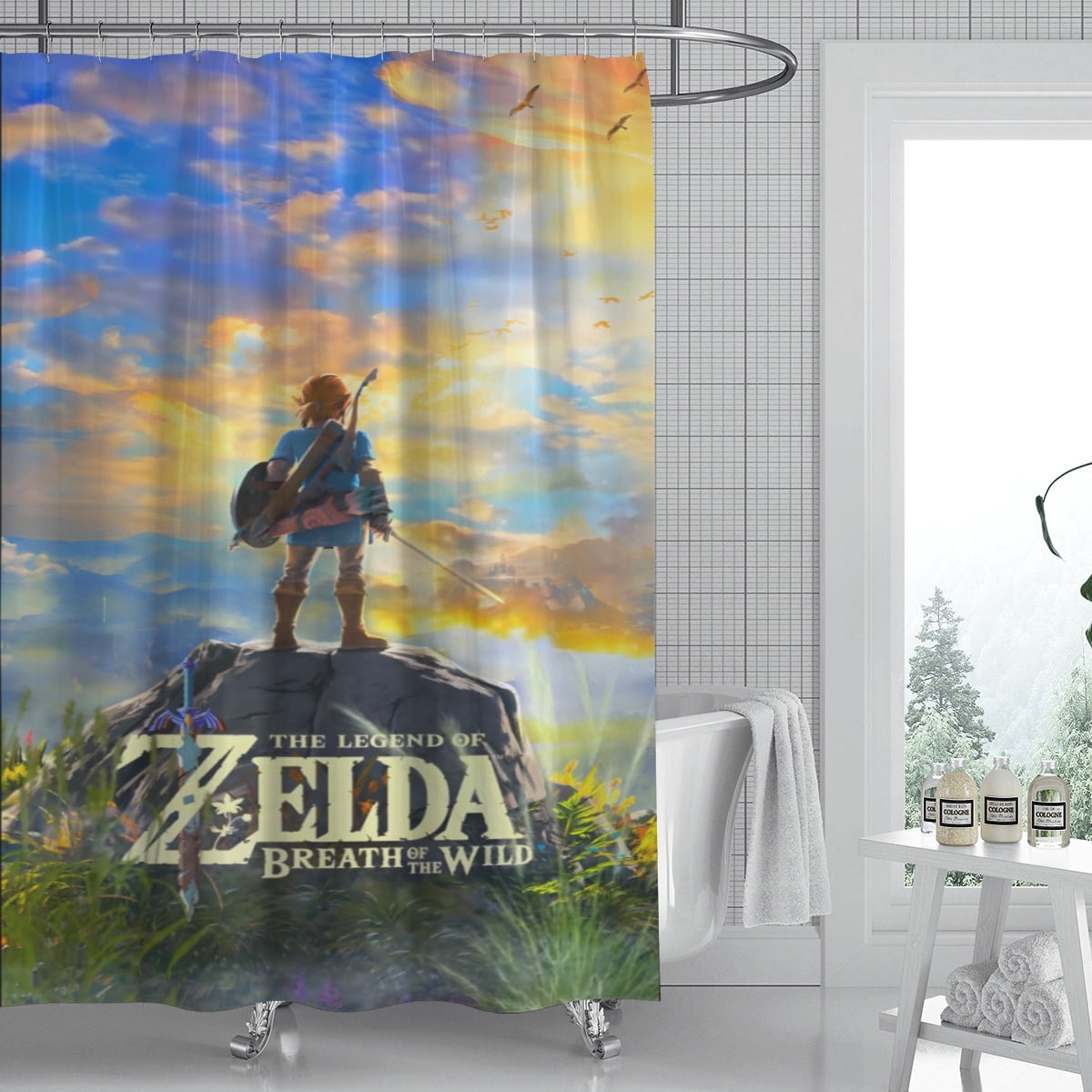 The Legend of Zelda shower curtain showcases an iconic print, is ...