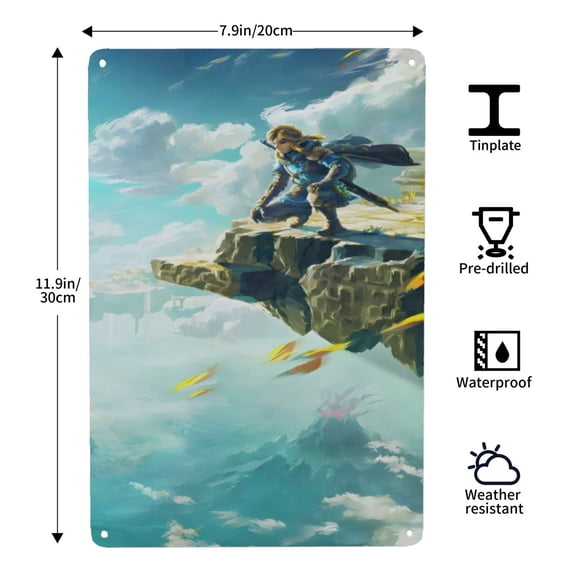 The Legend of Zelda-themed Tin Painting tin art, 812 in (2030 cm), clear HD printing, a 2026 new release that brightens the room and enhances the home atmosphere.