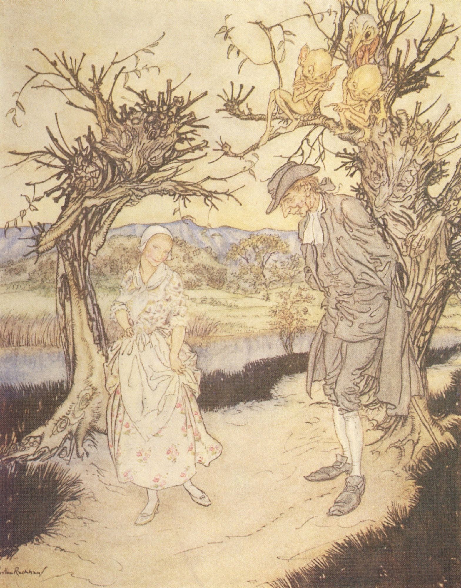 Legend of Sleepy Hollow 1928 His notable wife Canvas Art - A Rackham (24 x 36)