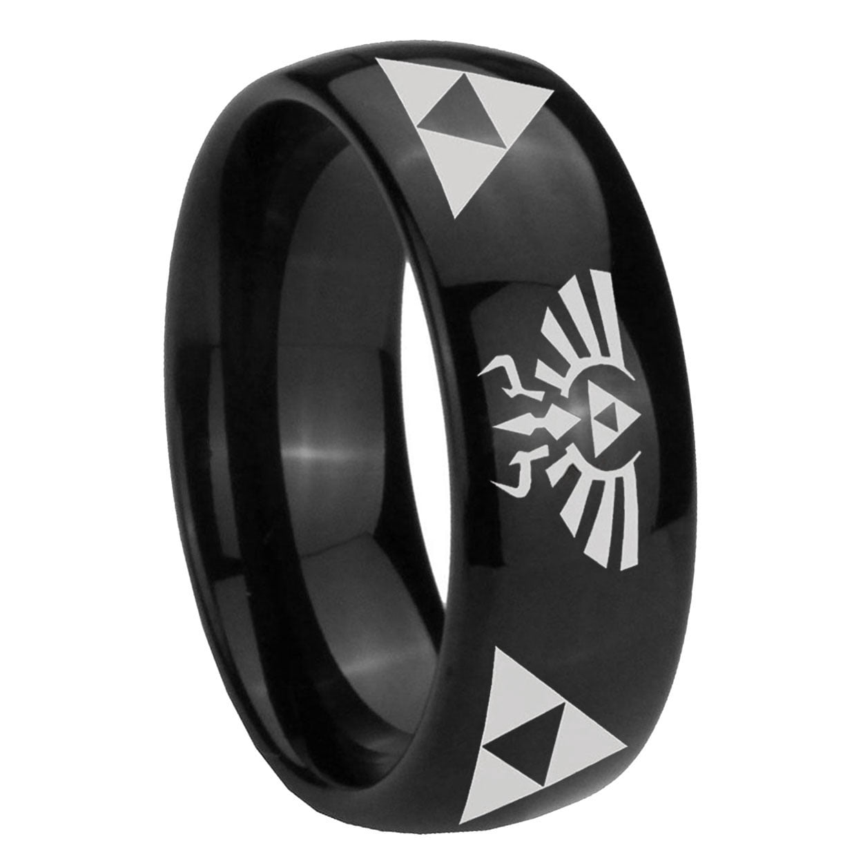 Legend of Zelda 8MM Black High Polish Dome Tungsten Men