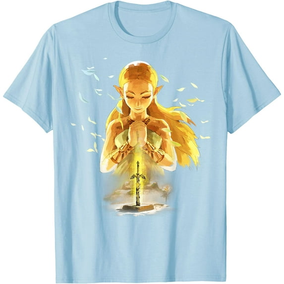 Legend of Zelda Breath Of The Wild Watercolor Portrait DTG Print Unisex T-Shirt,Light Blue Color,Size 2T