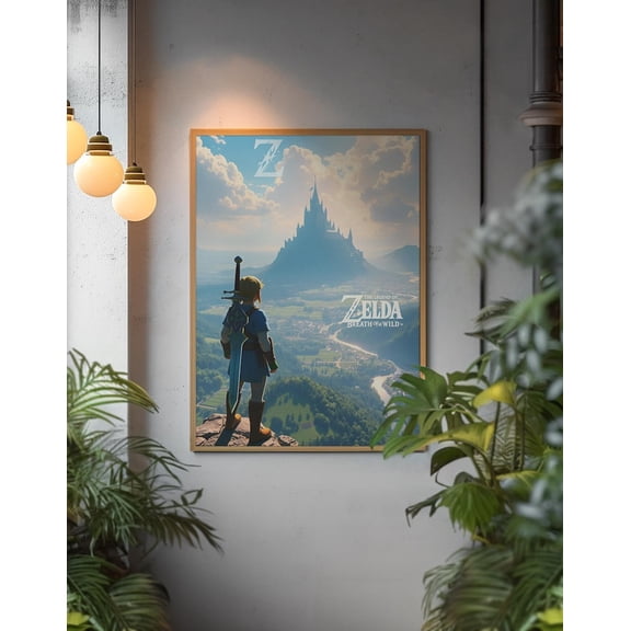 Legend of Zelda Breath of the Wild Landscape Illustration Wall Art Poster Epic Adventure Scene Size 24x36 Unframed Poster