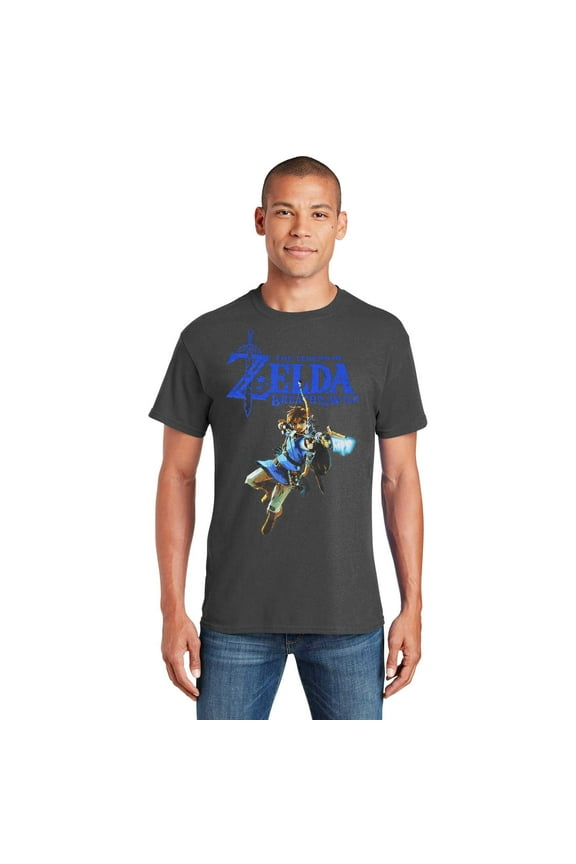 Legend of Zelda Breath of the Wild Men's T-Shirt, Charcoal, Large