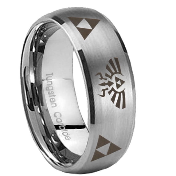 Legend of Zelda Brushed Gray Dome Tungsten Men Ring 10MM