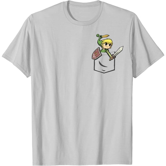 Legend of Zelda Cute Link (Graphic Pocket Only) DTG Print Unisex T-Shirt
