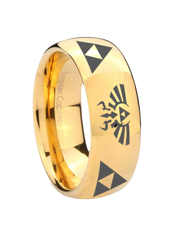 Legend of Zelda Dome Gold Plated Tungsten Men Ring 10MM