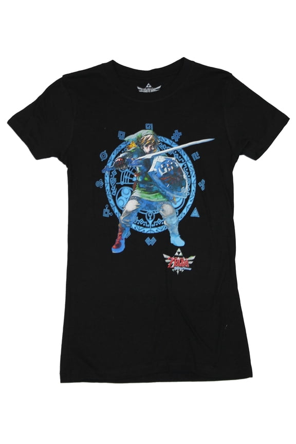 Legend of Zelda Girls Juniors T-Shirt - Skyward Sword Link In Front Of Portal (2X-Large)