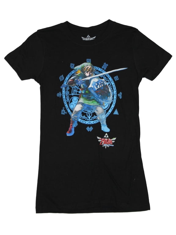 Legend of Zelda Girls Juniors T-Shirt - Skyward Sword Link In Front Of Portal (3X-Large)
